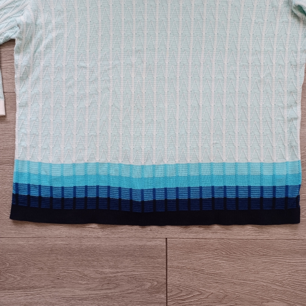 Talbots Gradient Blue White Chevron Pattern 3/4 L… - image 4